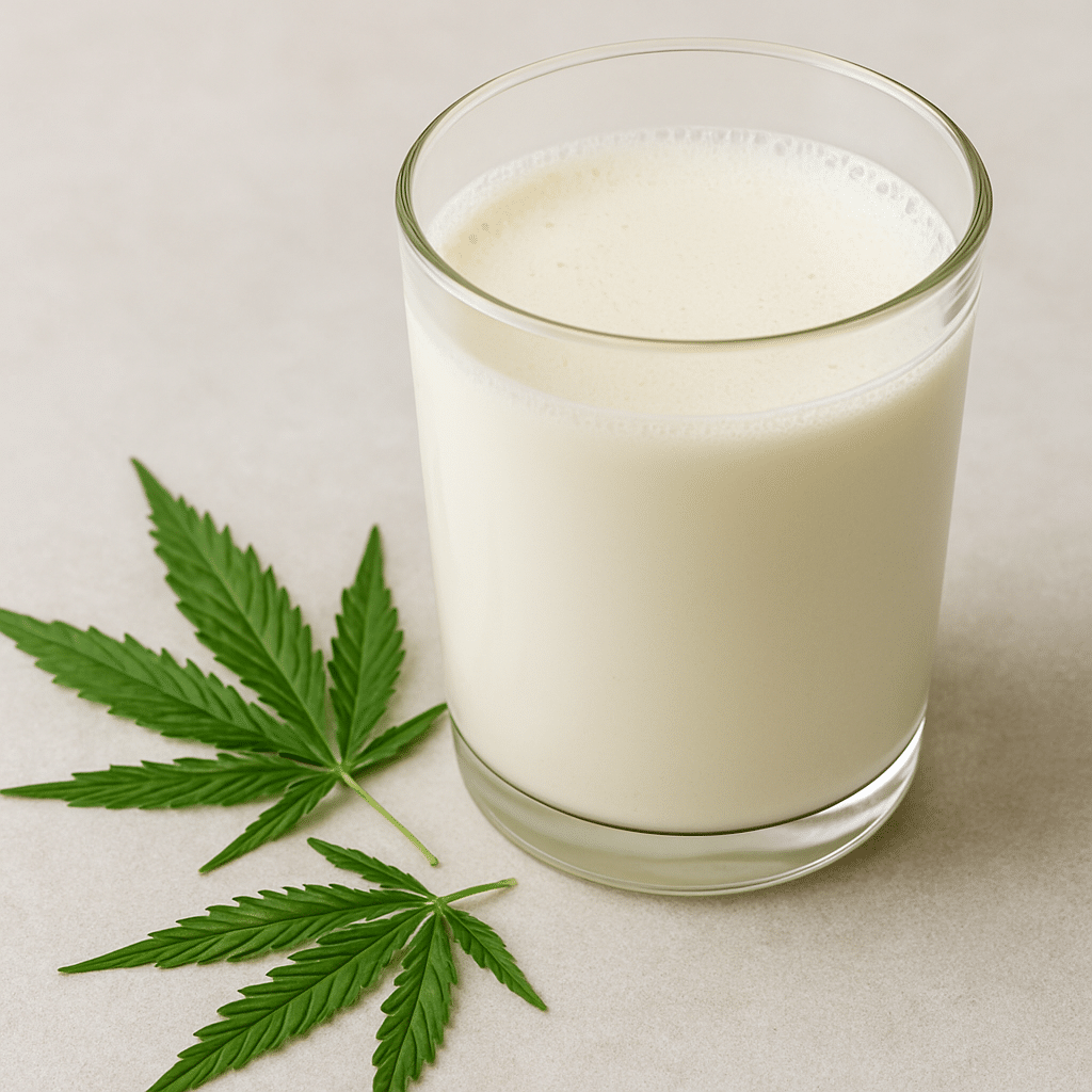 Leche de marihuana vaso